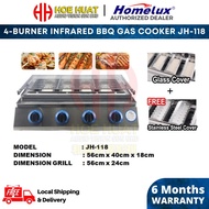 Homelux 4-burner JH-118 JH-118G Commercial Smokeless Infrared BBQ Grill Gas Stove Dapur Gas Burger Satey Gas BBQ Grill