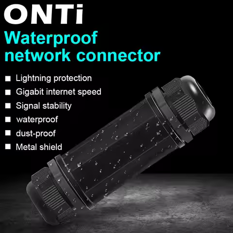 ONTi RJ45 waterproof Connector IP67 Ethernet Network Cable Connector Double Head Adapter Coupler Ext