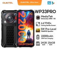 OUKITEL WP33 PRO 5G 24GB+256GB Mobiles 6.6" FHD+ Display Rugged phone Android 13 22000mAh 33W 136dB 