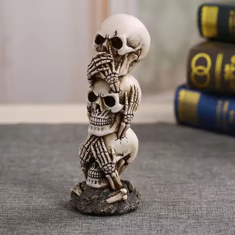 Creative 3 Do Not Skull Statue Resin Decoration Ornament Home Desk Fish Tank Decor Gift Halloween Pa