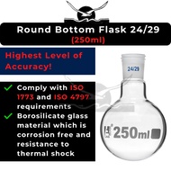 24/29 250ml MADE IN England E Lab/Quickfit Borosilicate Glass Round Bottom Flask