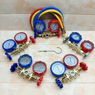 【+3Pcs Hose Check Pressure】R32 R134A R22 R410A R600 Meter Gas Home/Car Aircond Fridge Motor Manifold
