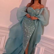 2021Hi Shy Bridal Luxury Evening Dresses Long Woman Gown 2021 Sequins Robe De Soir Parties Plus Size Bride Dress Prom Party Gowns