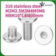 [QueenStyle]316 stainless steel countersunk head hexagon screw DIN7991 nut flat head screw accessori