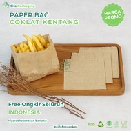 French Fries Paper Bags Contains 100 Pcs Plain Brown Paper Bags French Fries Multi-Purpose Snack Pap