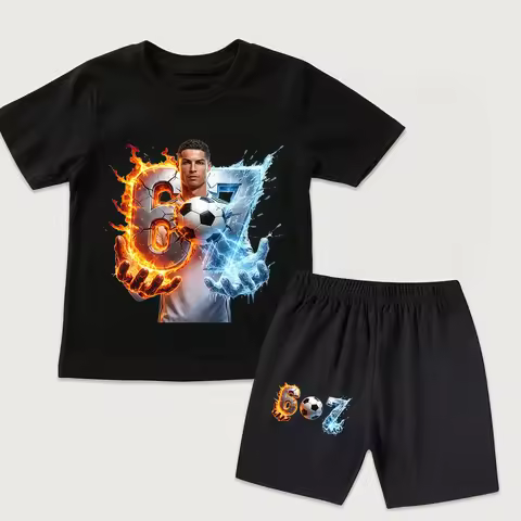 Ronaldo 67 Kids Shirt New Arrival CR7 Ronaldo 67 Print Kids Cotton T Shirt Short Sleeve Casual Top S