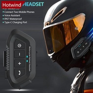 HOTWIND Bluetooth 5.3 Motorcycle Helmet Bluetooth Wireless Hands-free Calling & Music Player IP67 Wa
