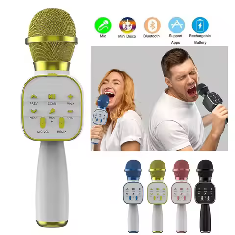 DS813 Wireless Bluetooth Karaoke Microphone Handheld Microphone Professional Speaker Music Player Ga