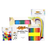 Craft Easy Kids Crafting Gift Set (Clay Bar 10in, Popsicle, Googly Eyes, Fuzzy Wire, Pompoms)
