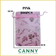 100 pcs Organza Bag with Thank You Word 9cm x 12cm / Beg Organza Uncang Tulisan Thank You 9cm x 12cm