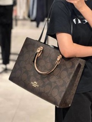 全新正品閒置Coach蔻馳Maggie大號托特包經典老花圖案香港發貨
