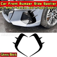 G60 Rear Car Front Bumper Side Spoiler Glossy Black M-Sport Style Air Blade Tuning For BMW 5-Sereies