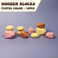 Wooden Blocks for Baby Kids (Pastel Color 10PCS) /Kids Toys /blocks /Wood Decoration