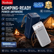 [ 1YEAR WRRTY ] YOOBAO H5 50000mAh SCP 22.5W + PD20W 5A Fast Charge SCP PD QC3.0 Camping PowerBank