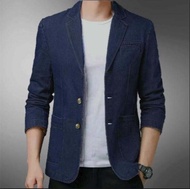 MJ jas blazer jeans premium pilihan Ukuran M L XL matt kain jeans denim premium 3 kantong hidup bela