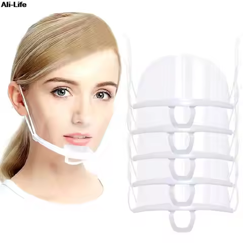 5PCS transparent Plastic Catering Mask Hotel Beauty Chef Waiter Protective Mask Reusable Visible Spl