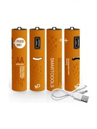 4 Piezas Batería Recargable AAA 450Mah Para Juguetes Controles Relojes Juegos Termómetros Calculadoras Básculas Con Indicador de Carga