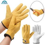 OPENMALL Work Gloves Soft Sheepskin Leather Driver Driving Farm Garden Welding Security Protection S