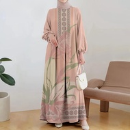2026 New Hari Raya Design Muslim Women Fashion Bohemian Retro Style Comfortable Breathable Printed L