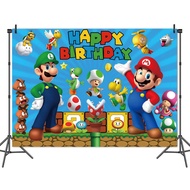 Hot Super Mario Luigi Theme Cartoon Photography Background Cloth Party Banner Children Kids Birthday Party Needs Party Decoration Holiday essentials