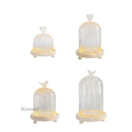 [Kesoto1] Clear Glass Cloche Dome Clear Bell Jar Flowers Cover with Wooden Base Party