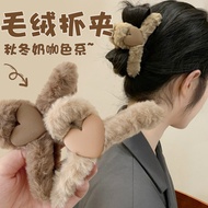 💥NEW💥 11cm 13cm 毛绒鲨鱼夹发夹 Elegant Soft Plush Grab Clip Female Bow Head Large Shark Clip Fashion Girl H