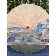 payung cina payung kertas payung klasik Qianli Jiangshan Tu Photo Props Retro Oil Paper Umbrella