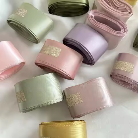 Silk Satin Ribbon Roll 25 40mm DIY Artificial Silk Rose Mauve Beige Wedding Party Decoration Gifts S