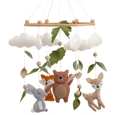 Woodland Baby Mobile For Crib Forest Mobile Bear fox Bunny Deer Mobile