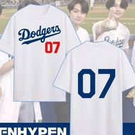 KATUN | | Dodgers X Enhypen World Unisex Short Sleeve T-Shirt, Premium 100% Cool Cotton, Suitable fo