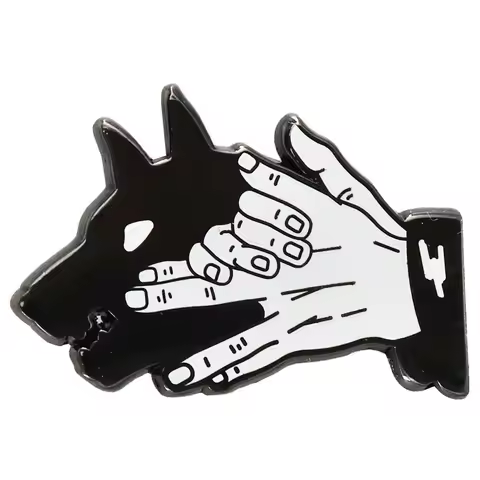 Divine Dogs of Fushiguro Megumi Hand shadow Lapel Pins wolf head Hard Metal Alloy Jacket Decoration 