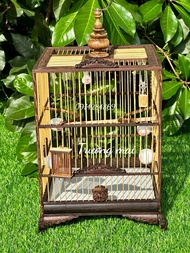 Khung lồng tự ráp gỗ mun đuôi công nan tre lá đề viền cho KHUYÊN ỐC MÍT HÚT MẬT sâu 5 màu....( các