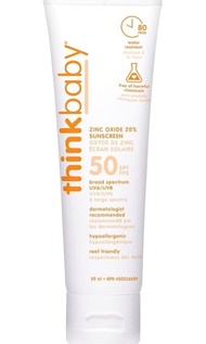 全新 Thinkbaby SPF 50+ 嬰兒防曬霜 - 耐水礦物防曬乳液，3 盎司(約 85.0 毫升) Thinkbaby SPF 50+ Baby Mineral vegan water resistant Sunscreen