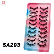Natural Lashes 10 Pairs Eyelashes 3D Mink Lashes Manga Lashes Strip Lashes Band Soft Light False Eye
