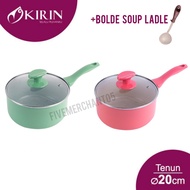HIJAU Kirin Woven Saucepan Pan 20cm Teflon Sauce Pan 20 cm Glass Lid Lid Non Stick Non Stick Green P