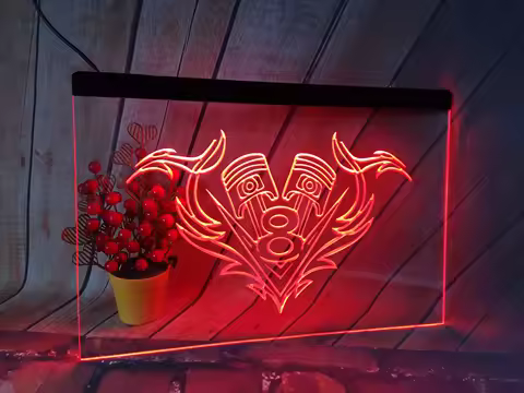 V8 Piston Cafe New Neon Sign LED Wall Light Wall Decor Light Up Neon Sign Bedroom Bar