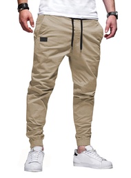 Mens Casual Joggers Pants - Cotton Drawstring Chino Cargo Pants Hiking Outdoor Twill Track Jogging S