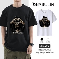 BABULIN T-shirt 100% pure cotton 260g heavyweight unisex shirt Heart-shaped skull printed T-shirt