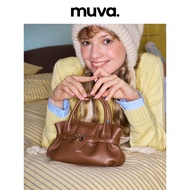 Muva Breakfast Series Shaomai Small Handbag in Bovine Split Leather – Versatile Handheld & Shoulder/