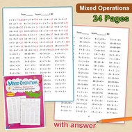 Math Mixed Operations Workbook for Kids Addition Subtraction Multiplication Division Mathematical Mi