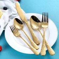 Stainless Steel Cutlery Spoon Creative Printing 1010 Cutlery Cutlery Set Golden Western Food Cutlery