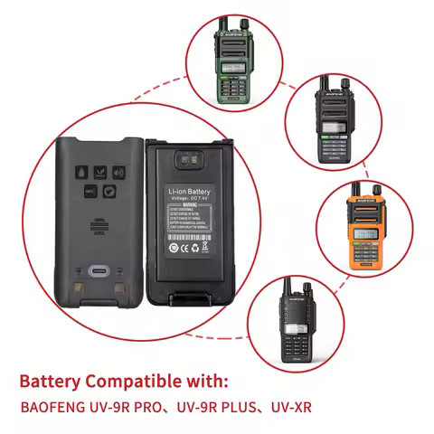 Baofeng Walkie Talkie UV-9R pro V1 V2 Battery Type-C Rechargable Battery With Type-C Charging For UV