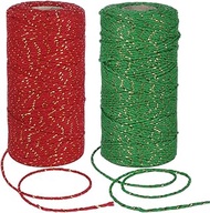 Tenn Well Cotton Bakers Twine, 2 Roll x 328 Feet 1mm Metallic Gold Twine String for Baking, Butchers