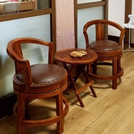 【吉迪市100%全柚木家具】RPCH022SL 柚木全牛皮旋轉椅 辦公椅