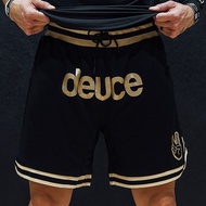 Deuce Brand Vibe Shorts Black Gold Drawstring Loose Retro Basketball [ACS]