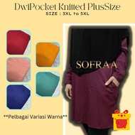 [SofraaExclusive]Plus Size Knitted Pocket Muslimah Cotton Straight Cut Labuh Dwi Pocket Blouse Muslimah Labuh Baju Muslimah Saiz Besar