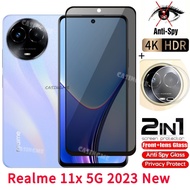 Realme 11X5G 2023แก้วแบบเทมเปอร์กันสอดแนมส่วนตัวฟิล์มกันรอยป้องกันเต็มพื้นที่ของหน้าจอป้องกันการมองฟิล์มติดกระจกเพื่อความเป็นส่วนตัวรถ Realme11x Realme Realmi 11X11Xrealme 11X X11 2023 4G 5G Anti Peek Priva