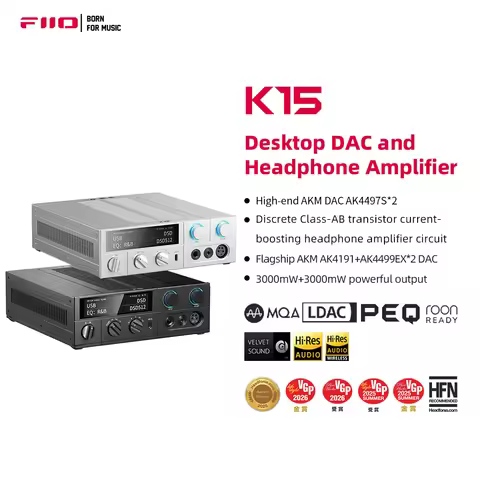 FiiO K15 Full Balance HiFi DAC and Headphone amp AK4497Sx2,Bluetooth 5.1 LDAC,USB Support DSD512 Coa