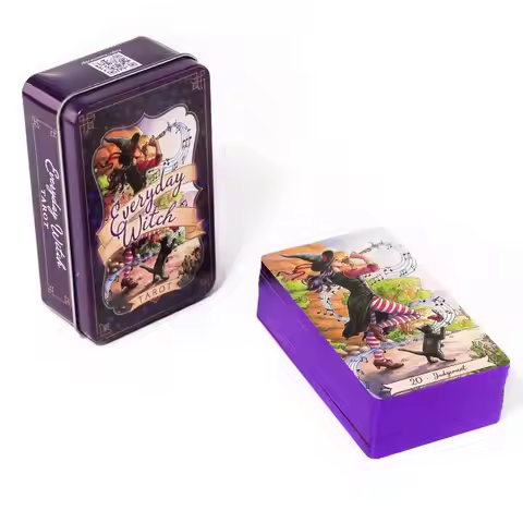 10.3*6cm Everyday Witch Tarot In A Tin Metal Box Tarot Deck with PDF Guide Book Divination Fate Card