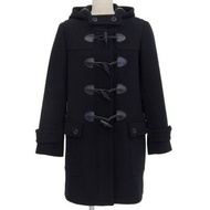 成色極佳的BURBERRY LONDON LONDON B1B37-850-09 100% 羊毛牛角扣大衣，飾有 Nova 格紋圖案，配皮革內襯，黑色，尺寸 38，日本製造